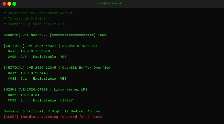 漏洞扫描评估报告终端界面 - 黑料